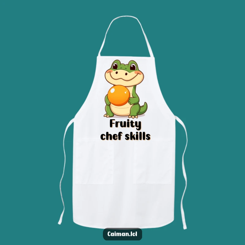 Funny Caiman Fruit Freshener Apron: Humorous Reptile Kitchen Wear Gift