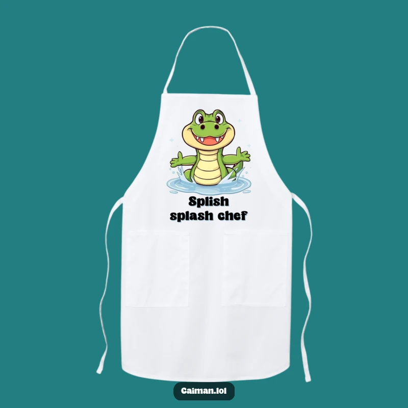 Funny Caiman Chef's Splash Apron: Cook with Joyful Glee