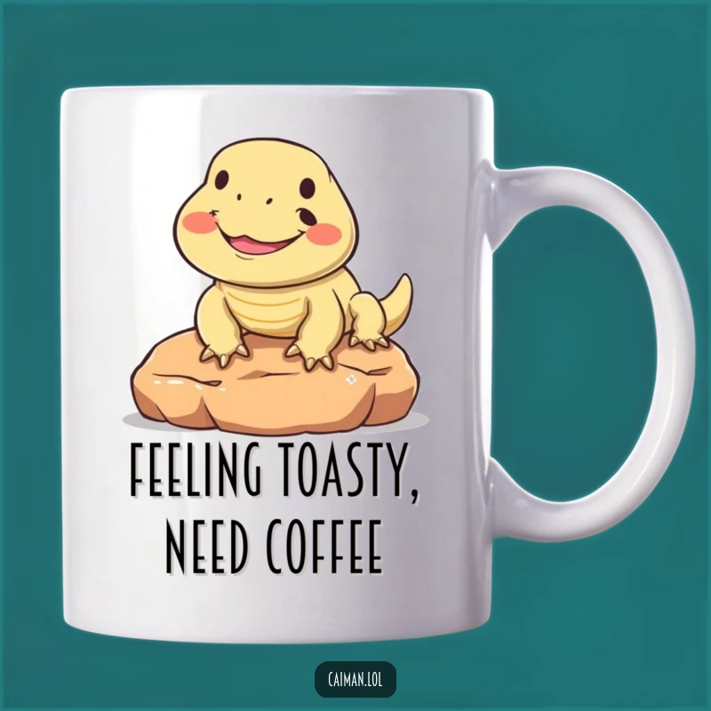 Funny Smiling Sunbathing Lizard Mug: A Cheerful Reptile Gift for Your Witty Friend