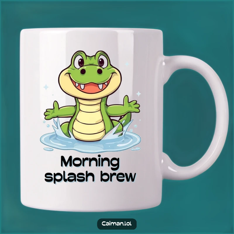 Funny Caiman Puddle Splash Mug: Hilarious Joyful Gator Gift