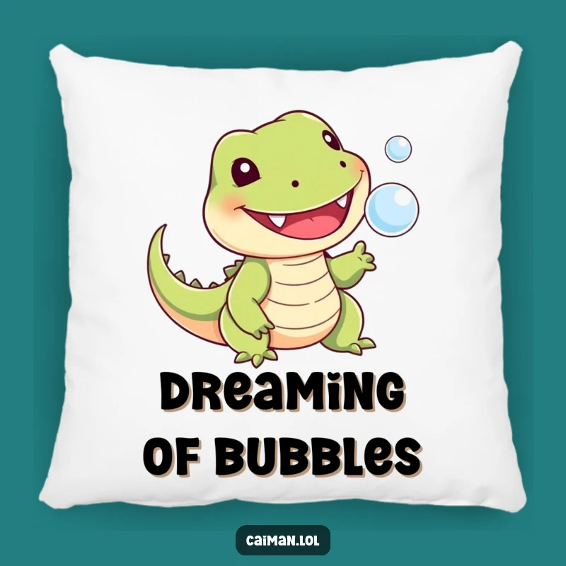 Funny Playful Lizard Pillow: Cuddle Up with This Bubble-Chasing Reptile's Charm