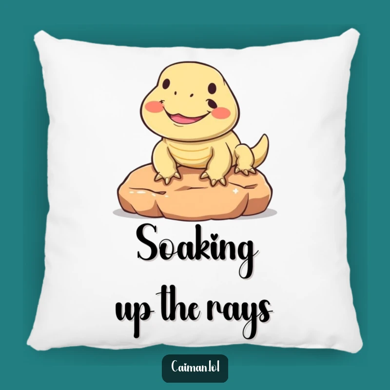 Funny Happy Lizard Pillow: Cuddle Up with This Smiling Reptile's Cheerful Design