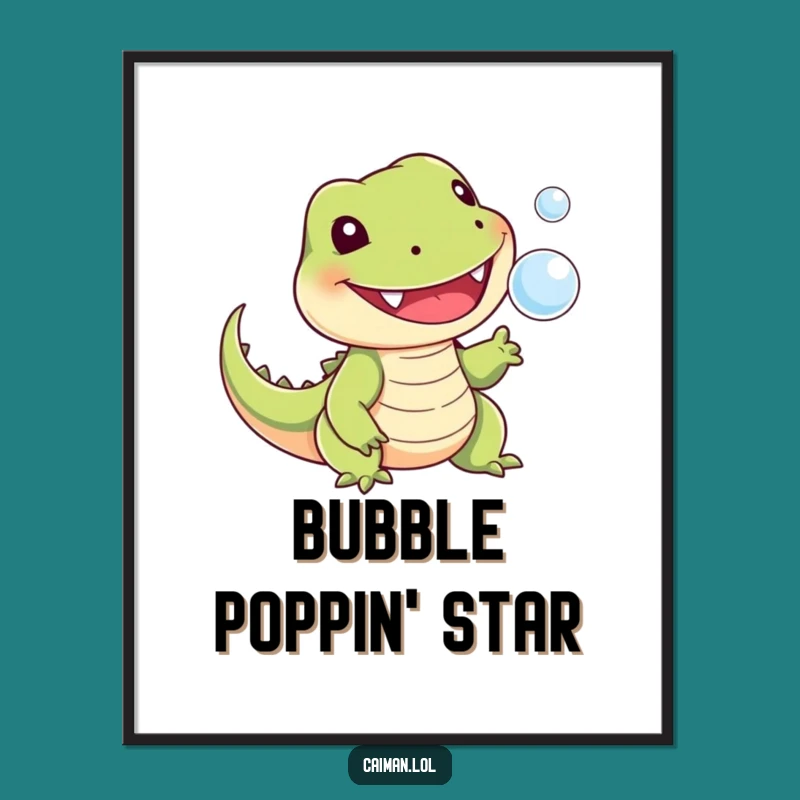 Funny Bubble Lizard Digital Print: Whimsical Reptile Art for Instant Cheer