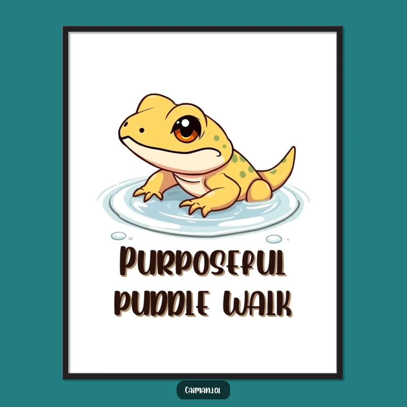 Funny Determined Lizard Digital Print: Motivational Reptile Art for Your Walls
