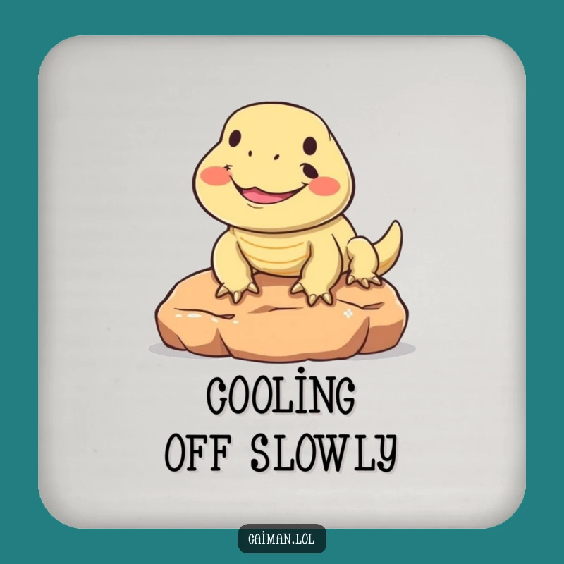Funny Sunbathing Reptile Coaster: Protect Surfaces with a Smiling Lizard's Charm