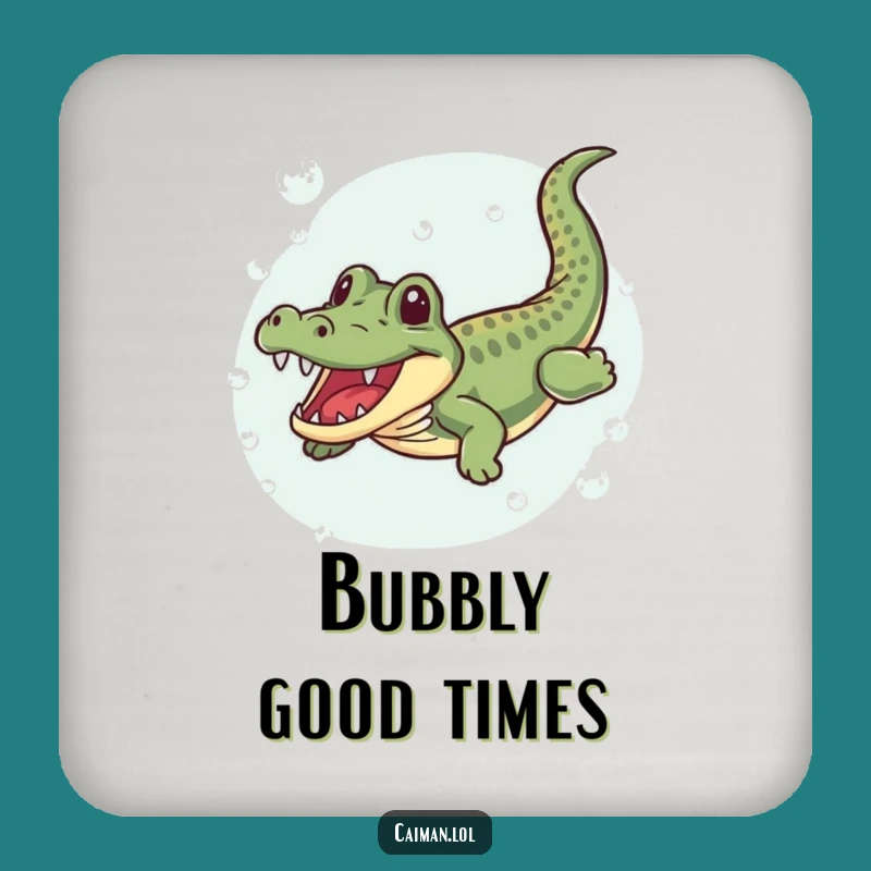Funny Caiman Bubble Bath Coaster: Humorous Reptile Drink Accessory Gift