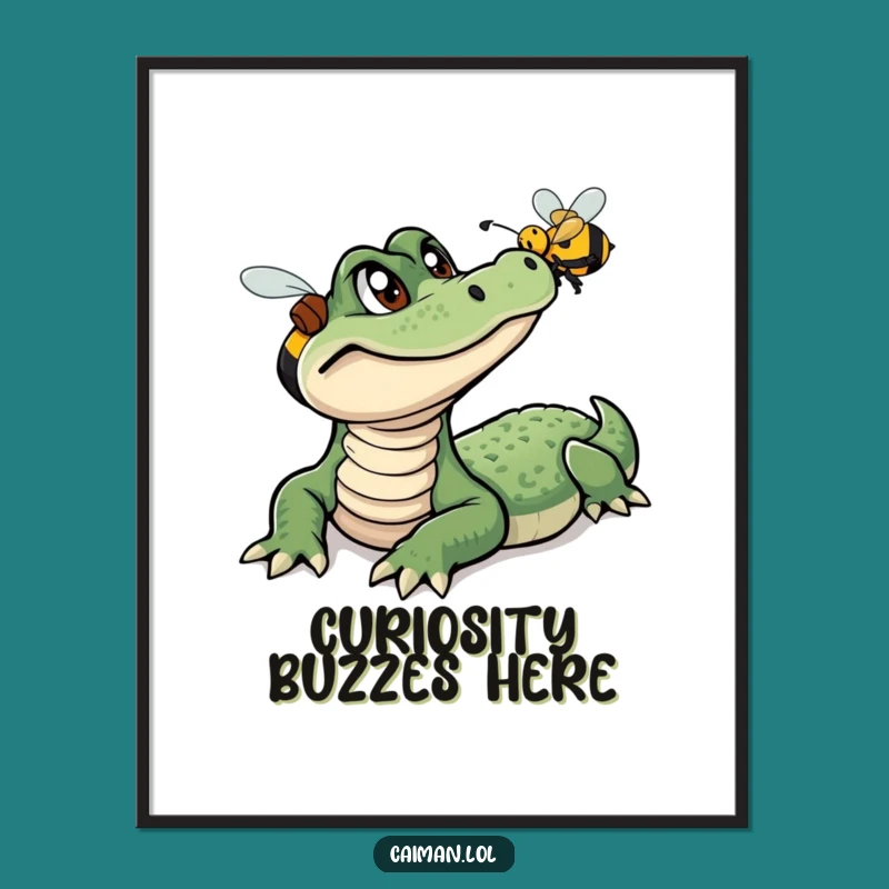 Funny Caiman Bee Watch Poster: Quirky Reptile Art for Humorous Wall Decor Gift