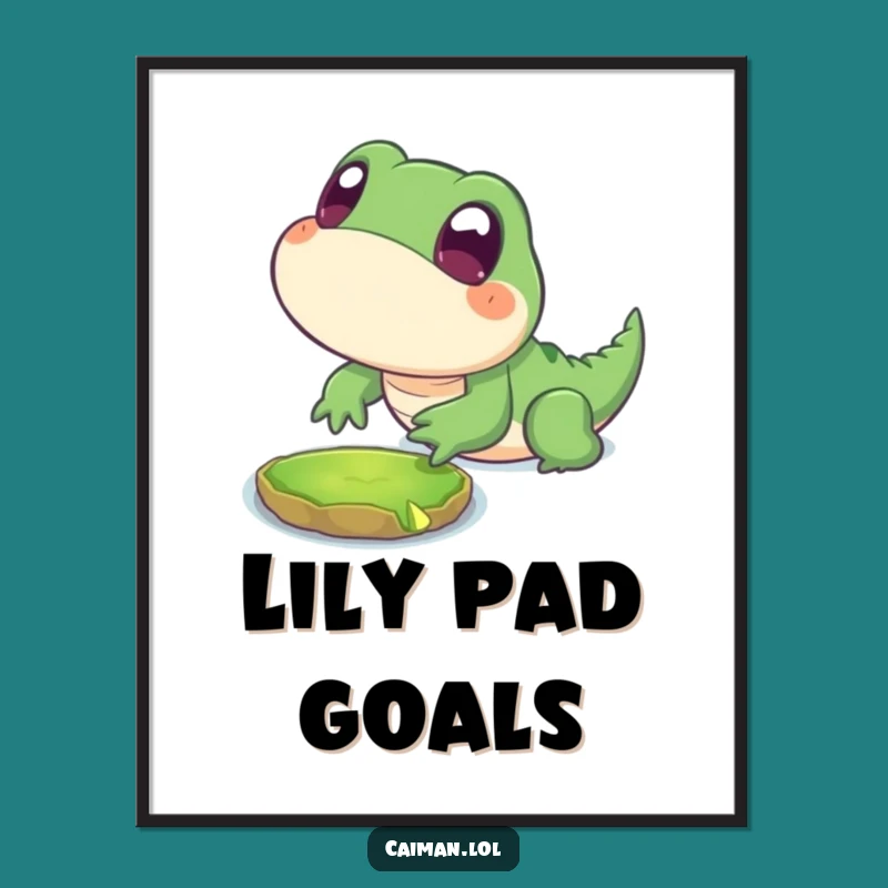 Funny Lunging Reptile Poster: Innocent Eyes' Leap, Whimsical Funny Gift Art