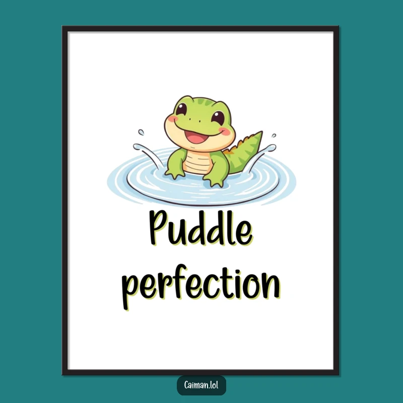 Funny Happy Reptile Poster: Grinning Lizard's Joy, Cheerful Funny Gift Art