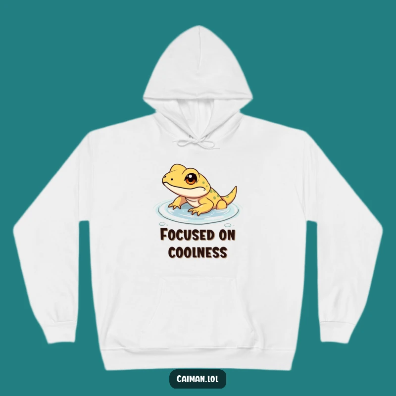 Funny Focused Lizard Hoodie: Stay Warm with This Determined Reptile's Spirit