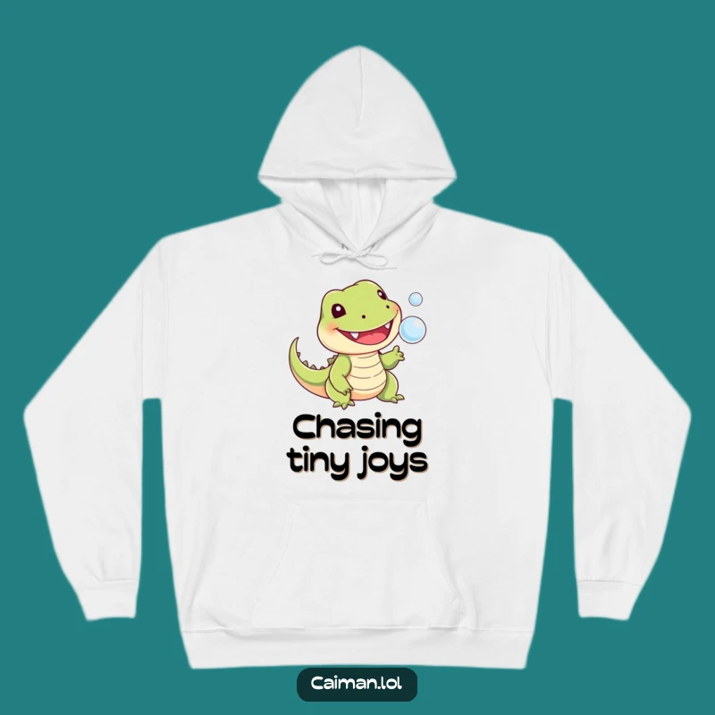 Funny Playful Reptile Hoodie: Stay Cozy with This Bubble-Chasing Lizard Design